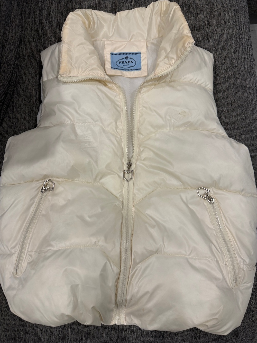 Prada Cream Quilted Puffer Vest